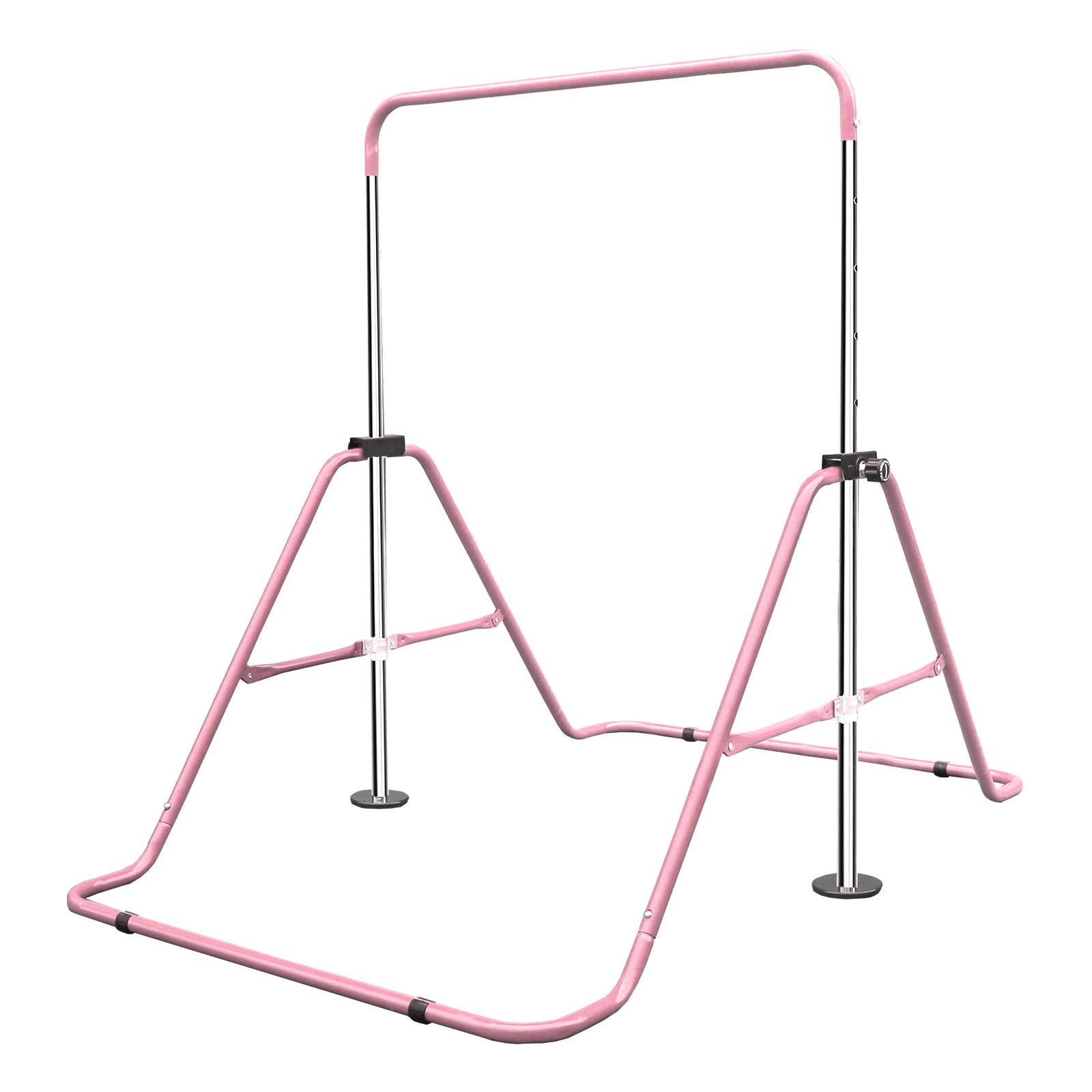 Expandable Gymnastics Bar - Height Adjustable Junior Training, Folding - Pink