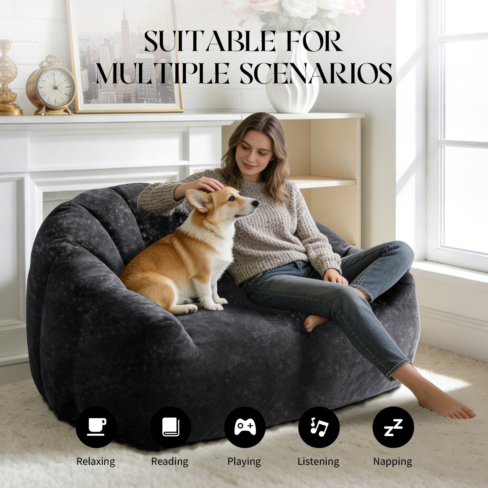 Sofa Sculptural Curved Wave Backrest