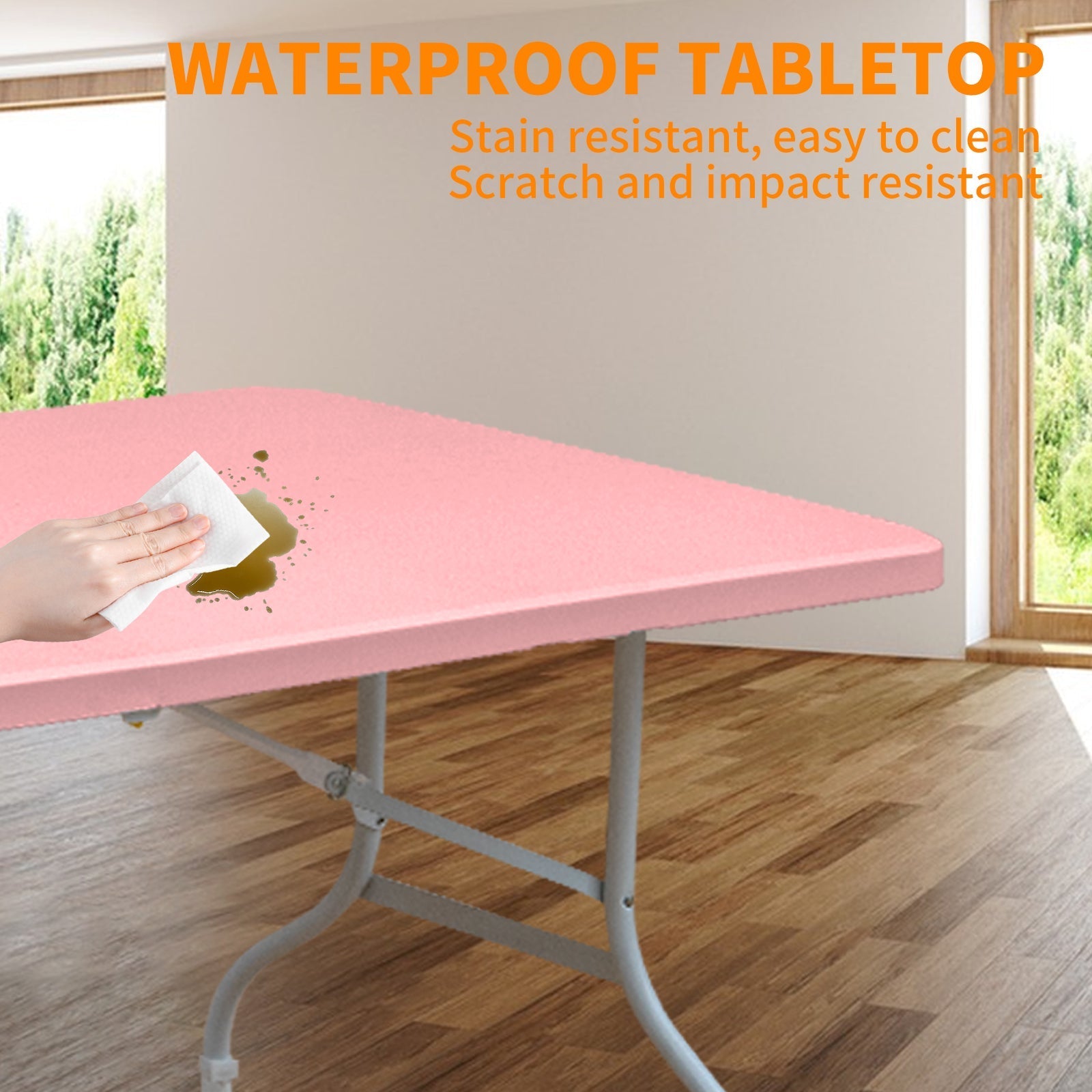 Klapptisch 243,9cm Schwerlast Tragbar Rosa