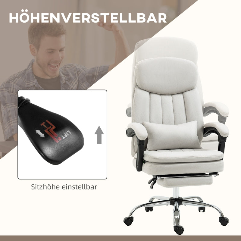 Vinsetto Office Chair, Massage, Heating, Ergonomic, Cream White