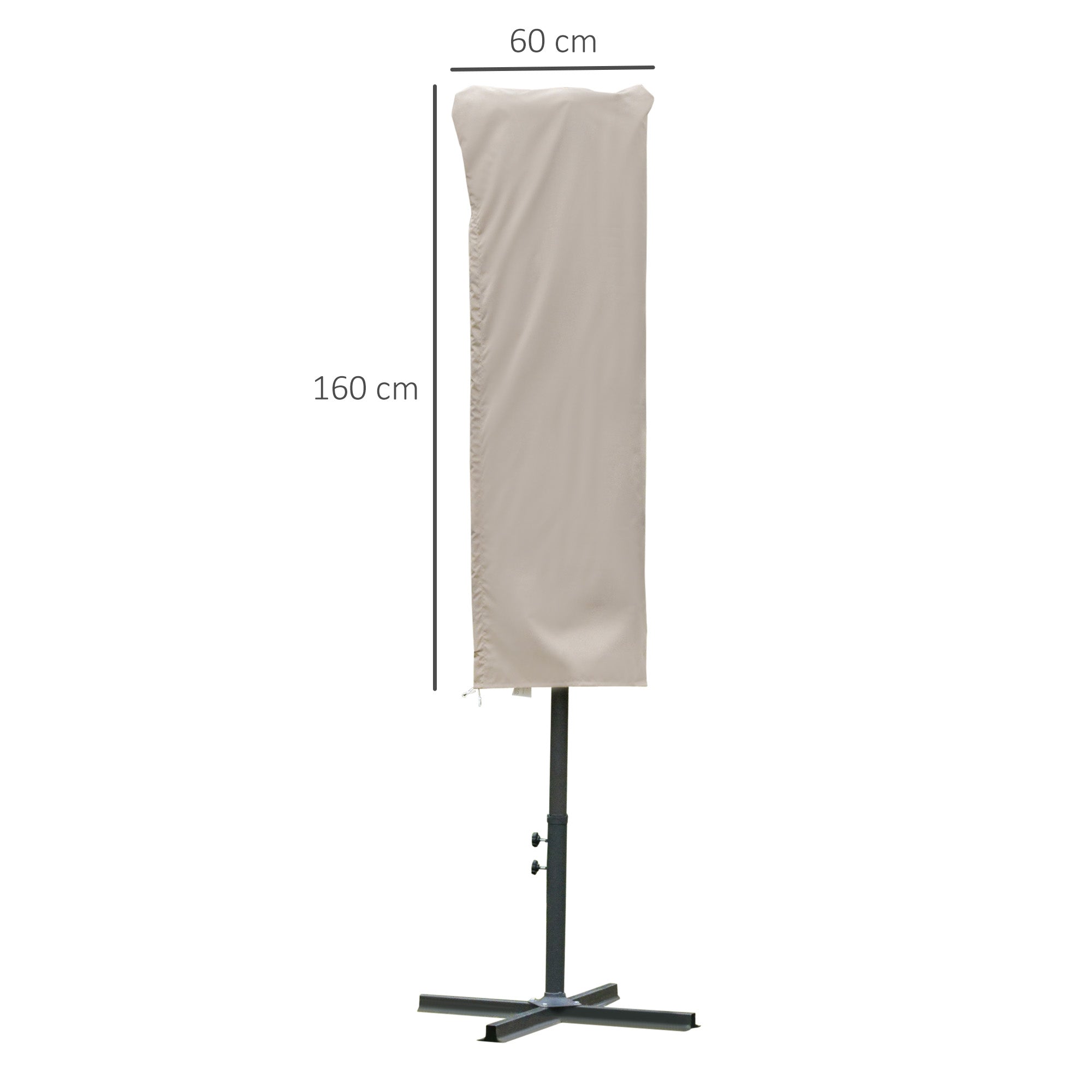 Parasol Protective Cover Weatherproof Windproof with Rope Closure for Cantilever Khaki