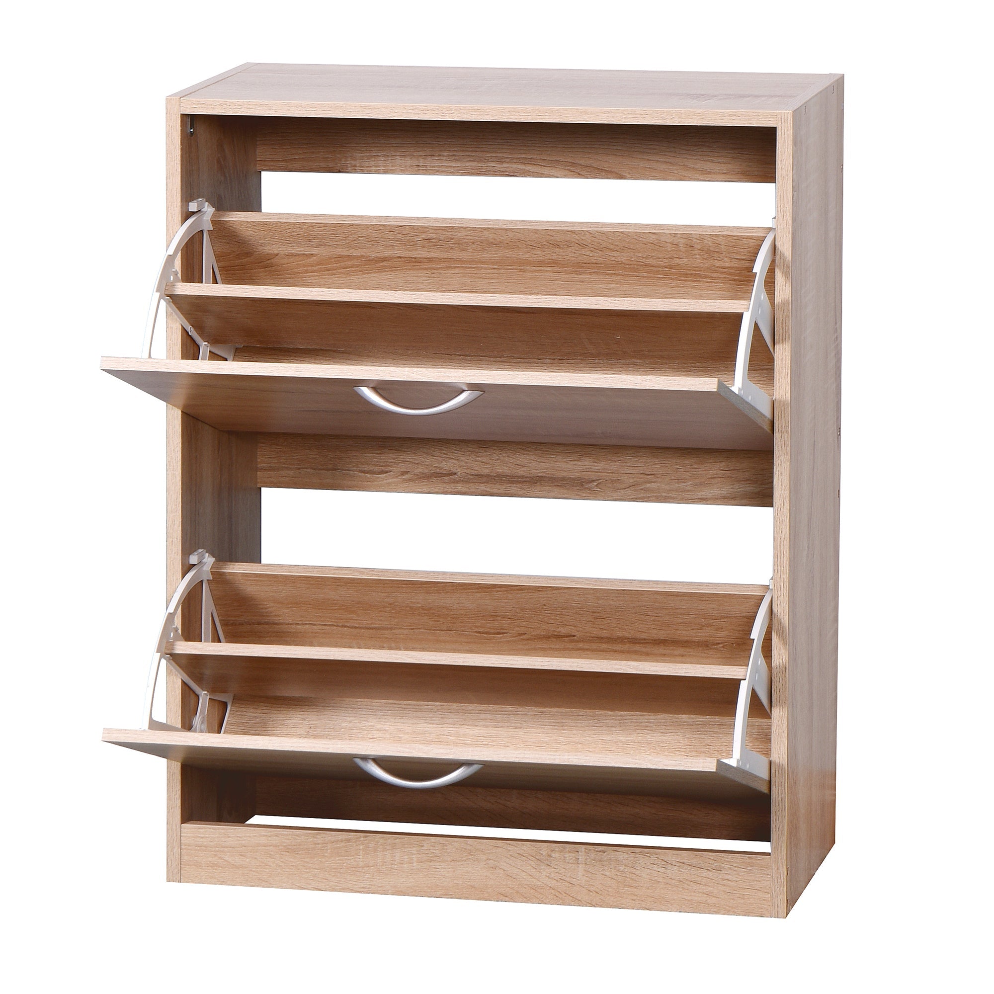 Shoe Cabinet 2 Hinged Doors Entryway Storage - Vintage Wood Grain