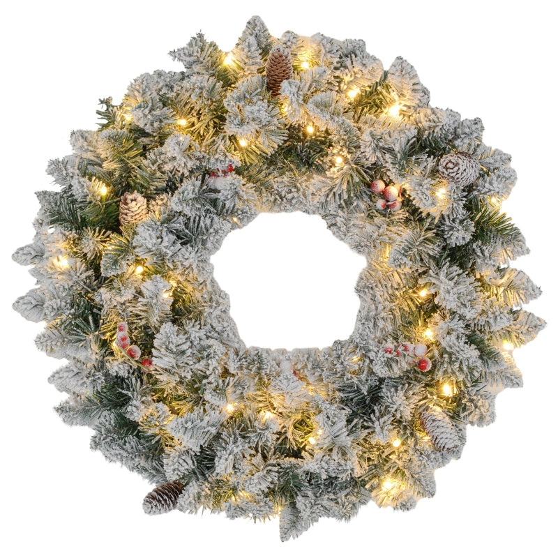 Christmas Wreath, LED Lighting, Red Berries, Green
