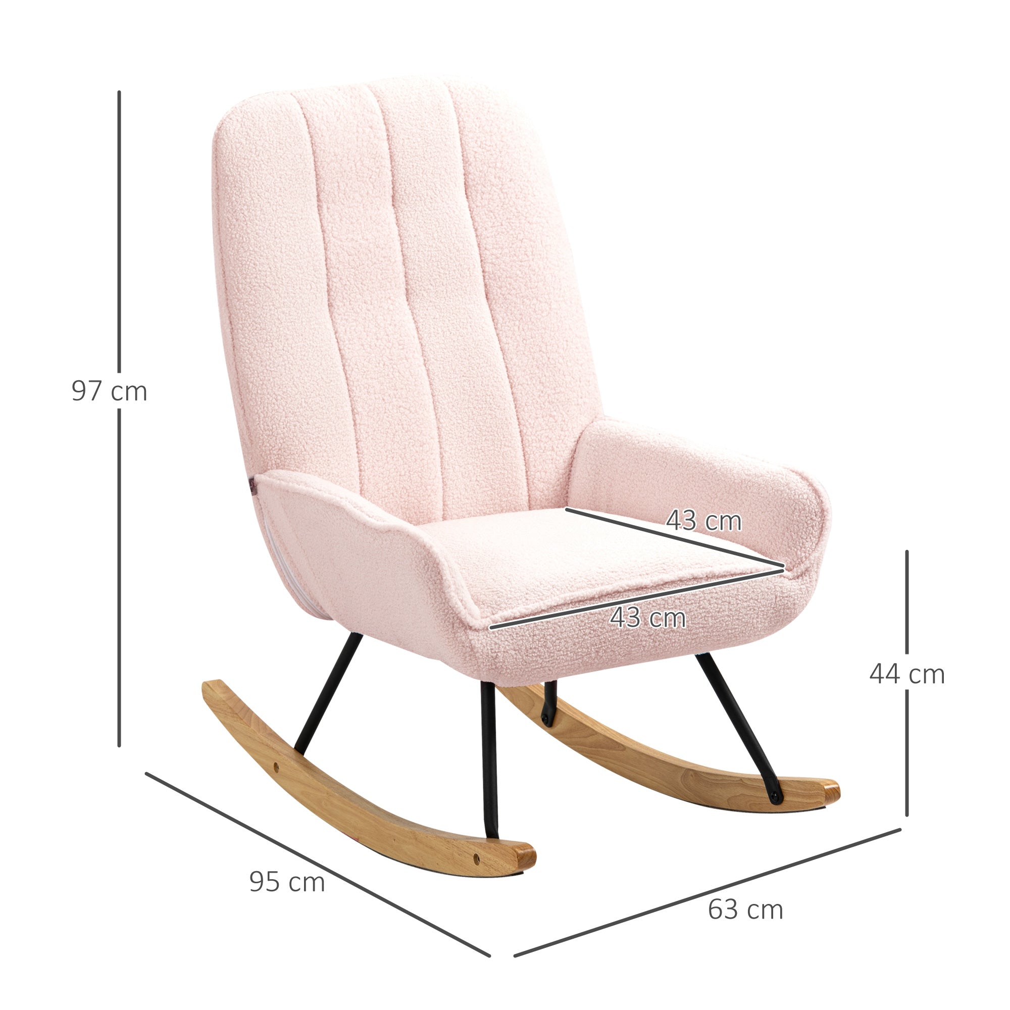 Rocking Chair Padded Relaxing Chair with Sherpa Fleece, Pink