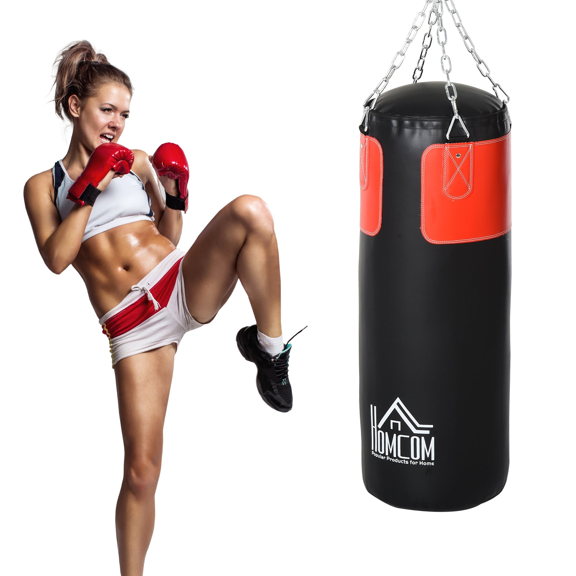 Punching Bag Set, Filled, 16kg, Black-Red