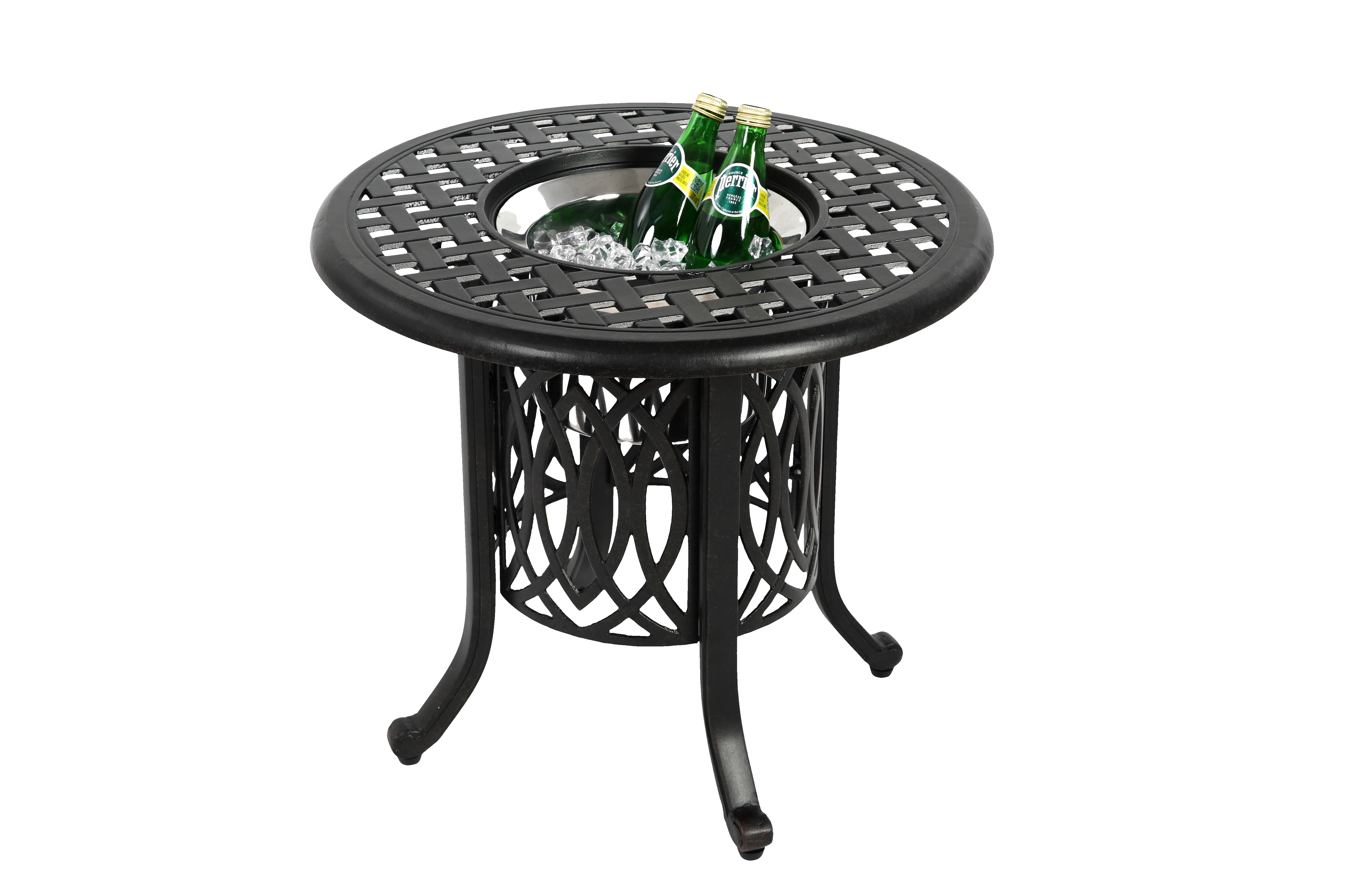 Aluminum Outdoor Table with Ice Bucket, Adjustable Foot Pads