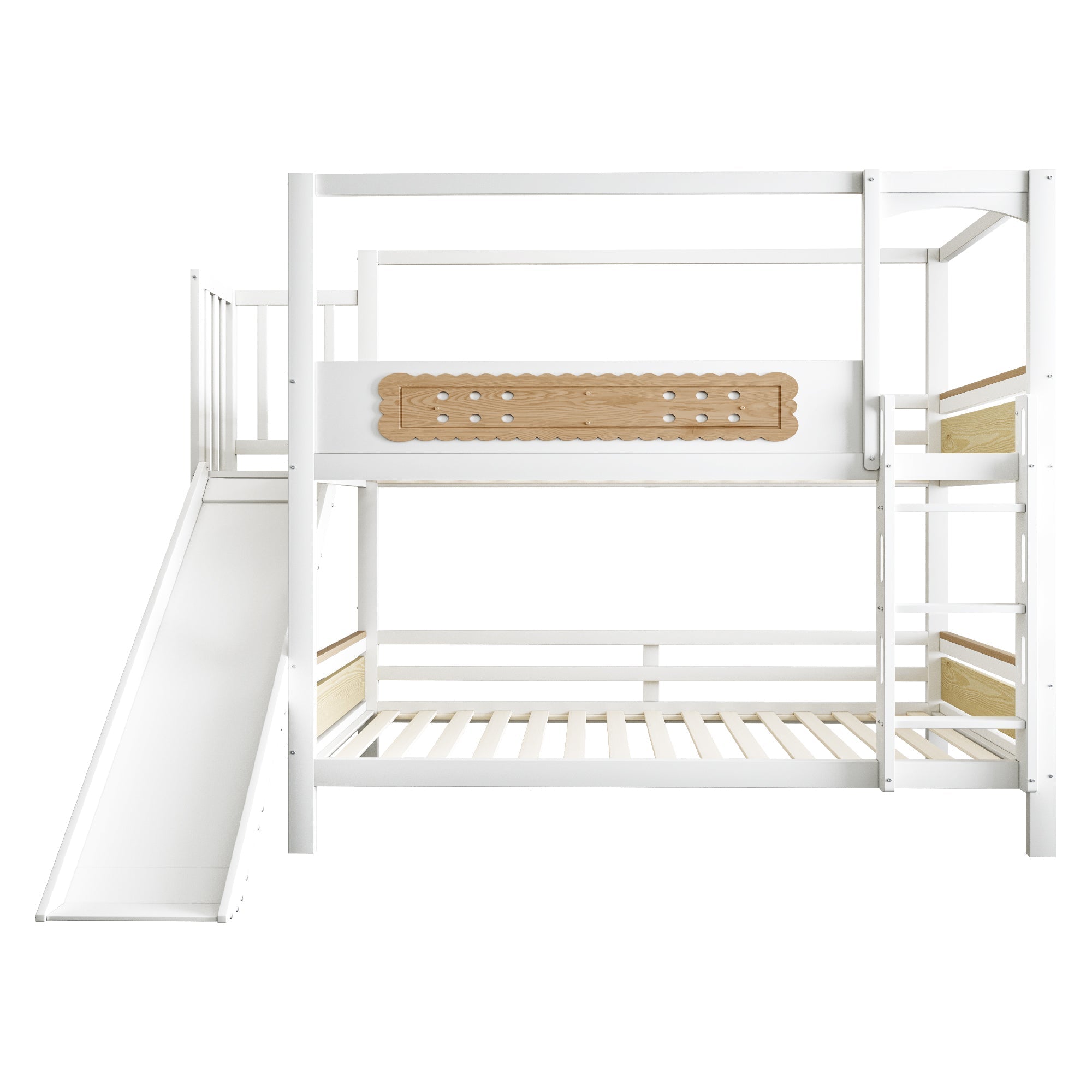 Children's Bunk Bed 90x200cm House Frame Slide Safety Ladder Wood Color