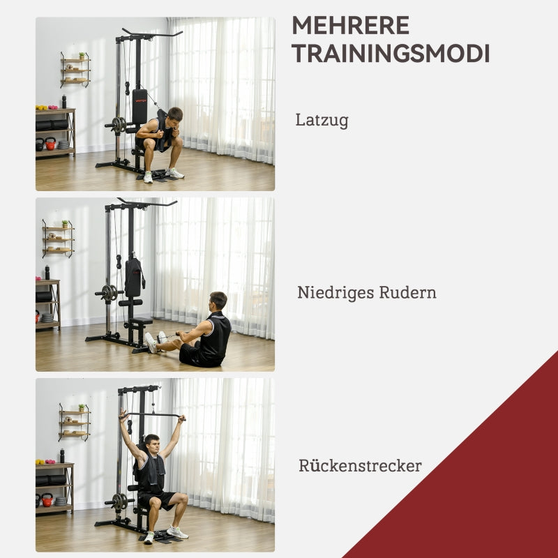 Heimtrainer Rudergerät, Home-Fitness-Gerät, Stahl, Kunstleder, Schwarz