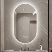 Smart Wall Mounted LED Mirror 60x90cm Anti-Fog Touch Screen Silver Glass