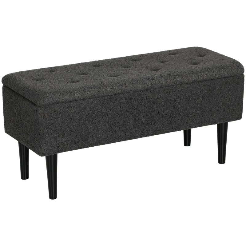 Storage Ottoman 47L Teddy Fleece Dark Grey