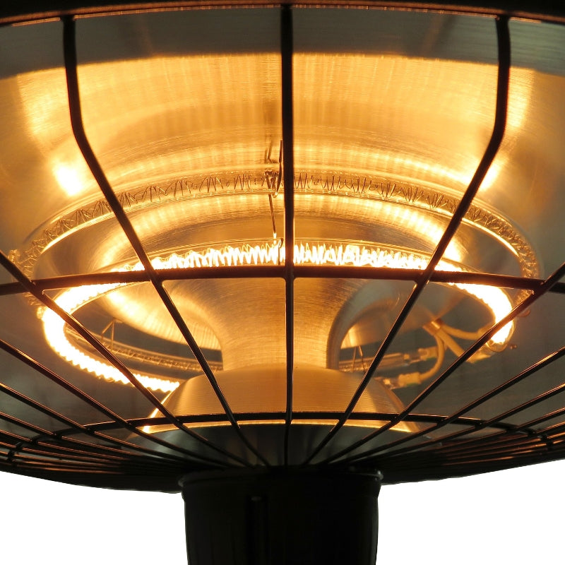 Adjustable Power Electric Patio Heater 1000/2500W Infrared Halogen Ceiling Mount - Black