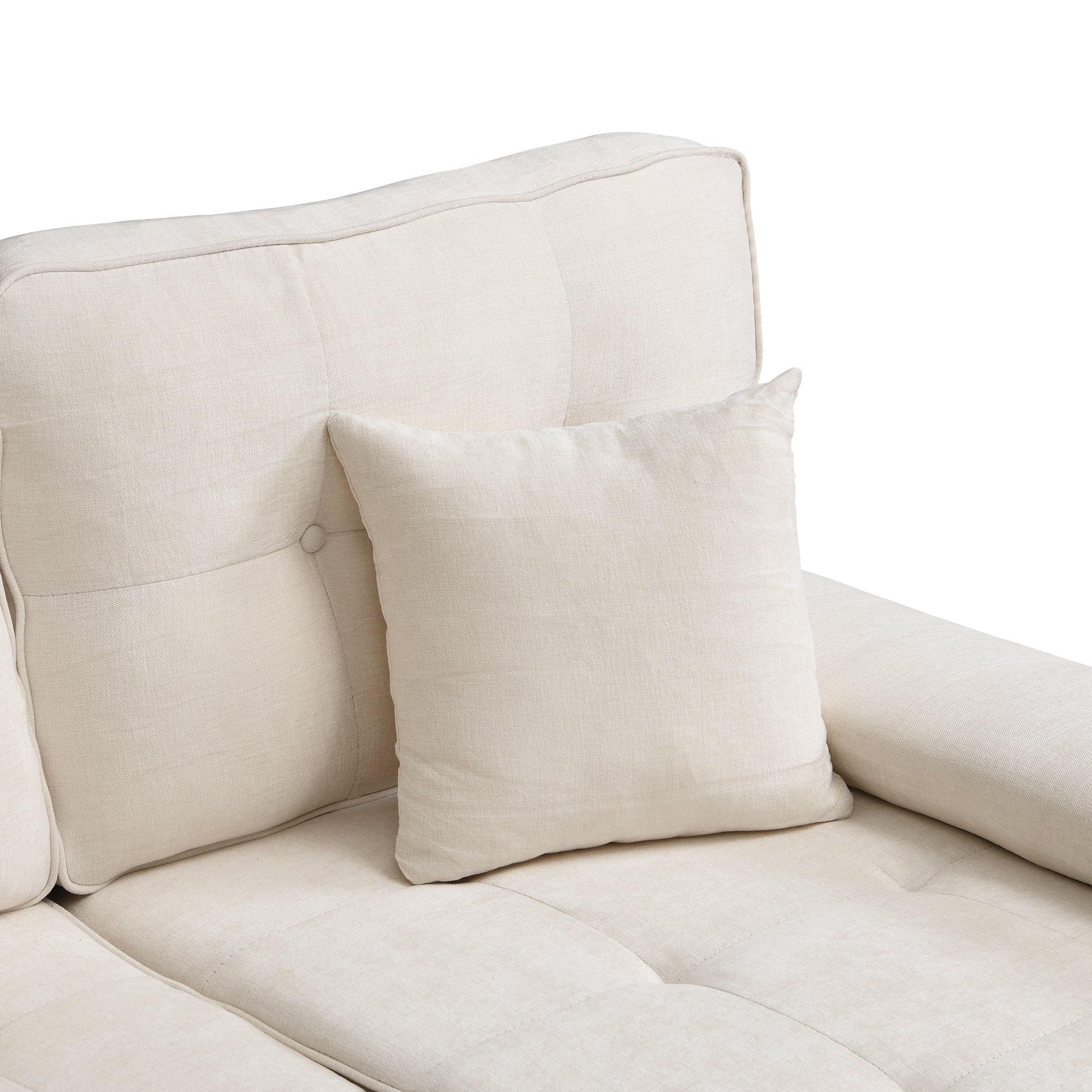 L-Shaped Corner Sofa 3-Seater Sleeper Sofa Bed w/ Chaise & Movable Footrest 195cm - Chenille