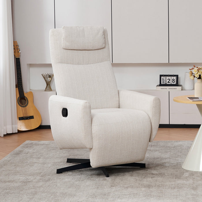 022 Recliner Chair with Footrest, Swivel Lounge Sofa, Beige Chenille