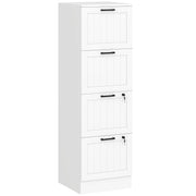 4 Drawer Filing Cabinet with Lock and Adjustable Hanging Bars, White
