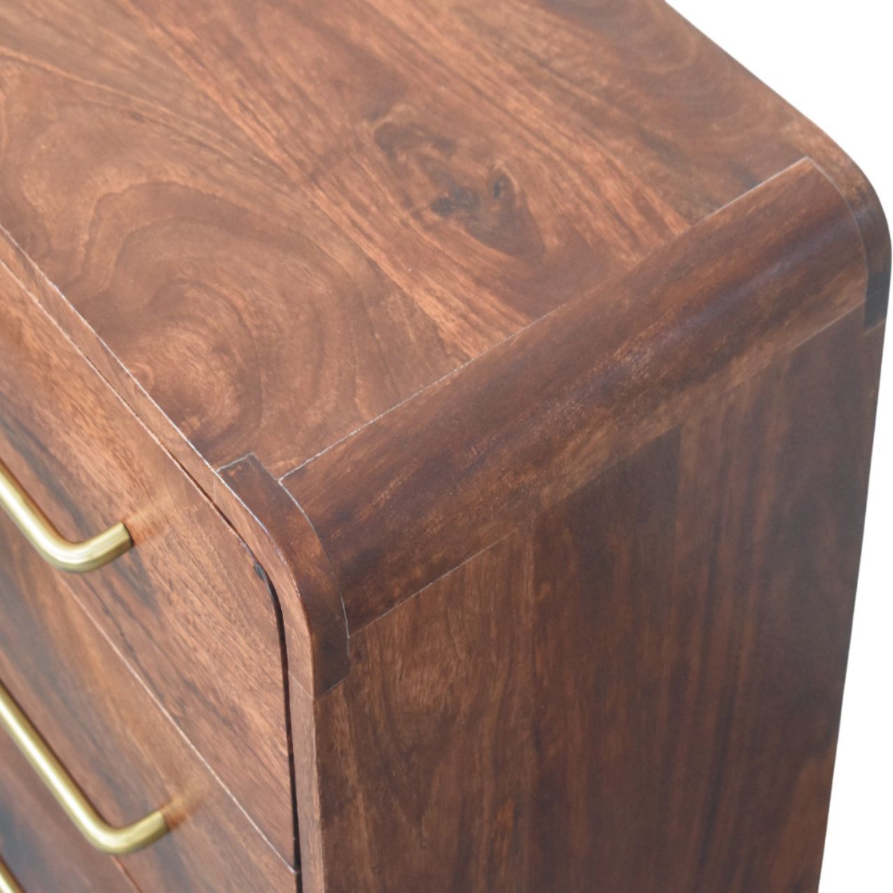 Solid Wood Rounded Chest, 3-Drawer, Brown