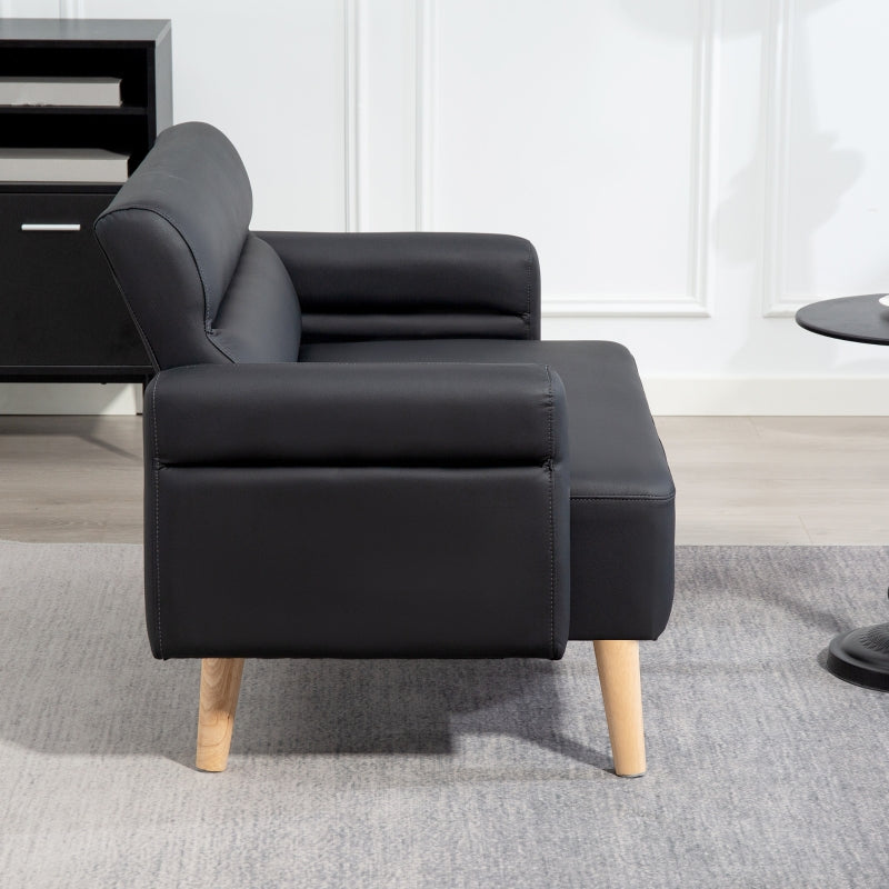 Small Sofa Settee 2 Seater Faux Leather Black