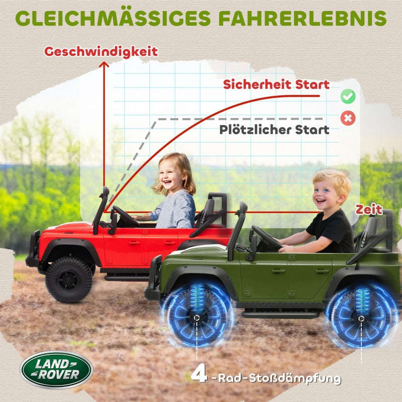 AIYAPLAY children's electric car, 12V battery operated, remote control, music, horn, LED lights, green