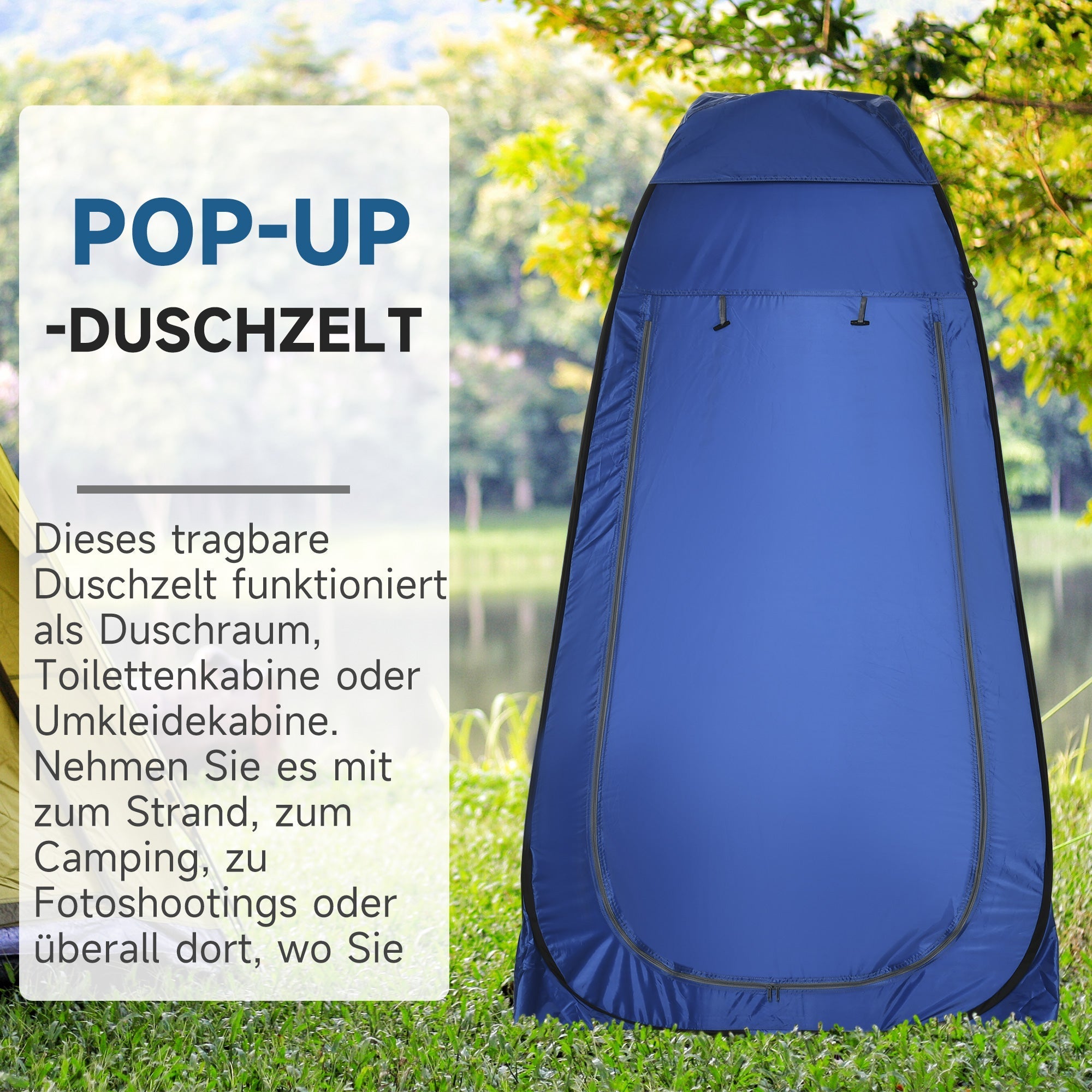 Pop-up Tent, 120x120x190 cm Mobile Camping Shower Changing Cubicle, Polyester Dark Blue