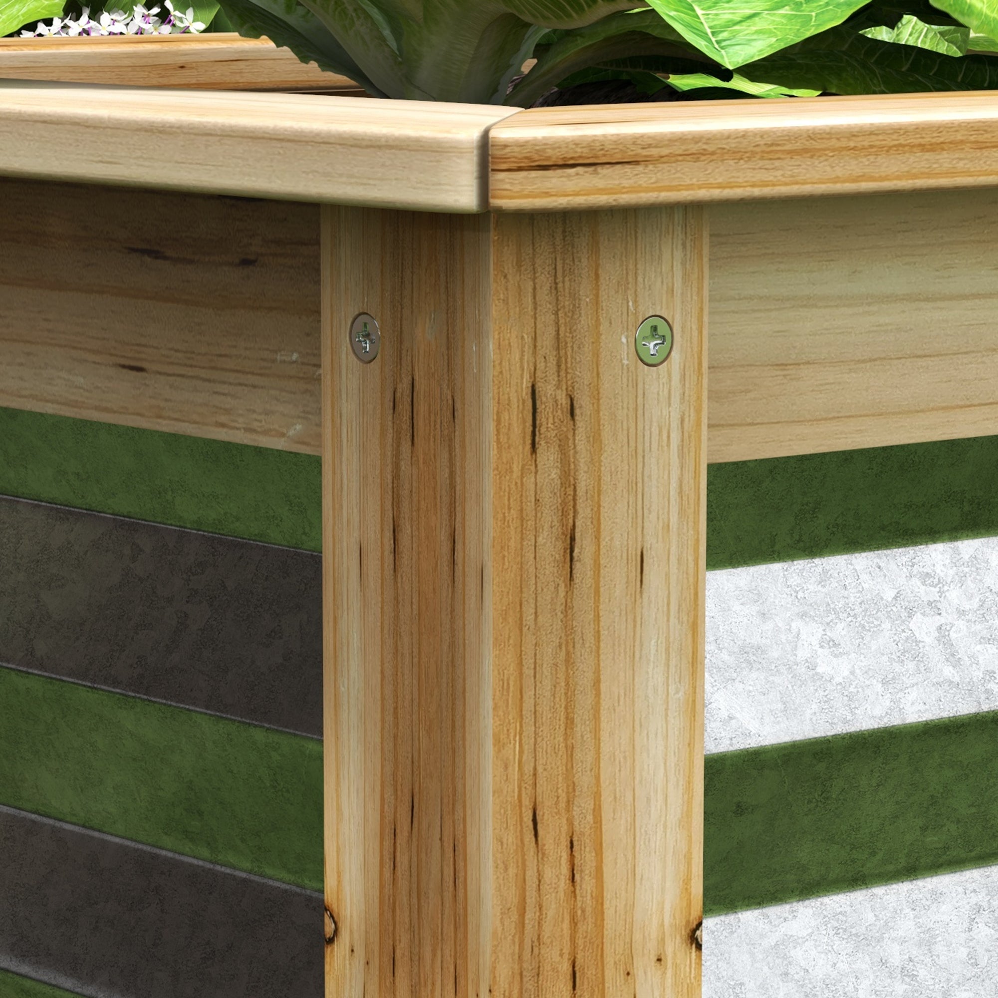 Hochbeet, Blumenkasten, Metall & Holz