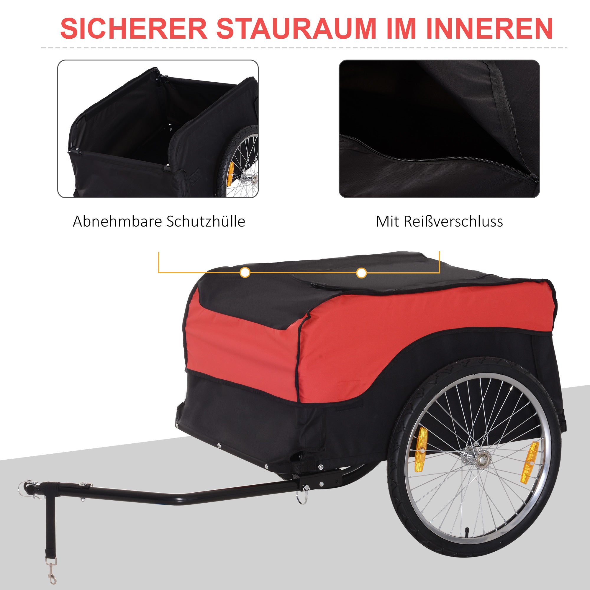 Transport Trailer Cargo Trailer Bicycle Trailer for versatile transport, red-black
