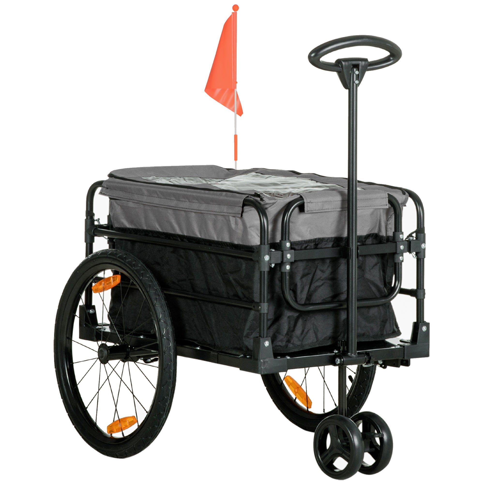 2-in-1 bicycle trailer cargo transport, 20 inch pneumatic tires, 40 kg load, 130 x 64 x 103 cm