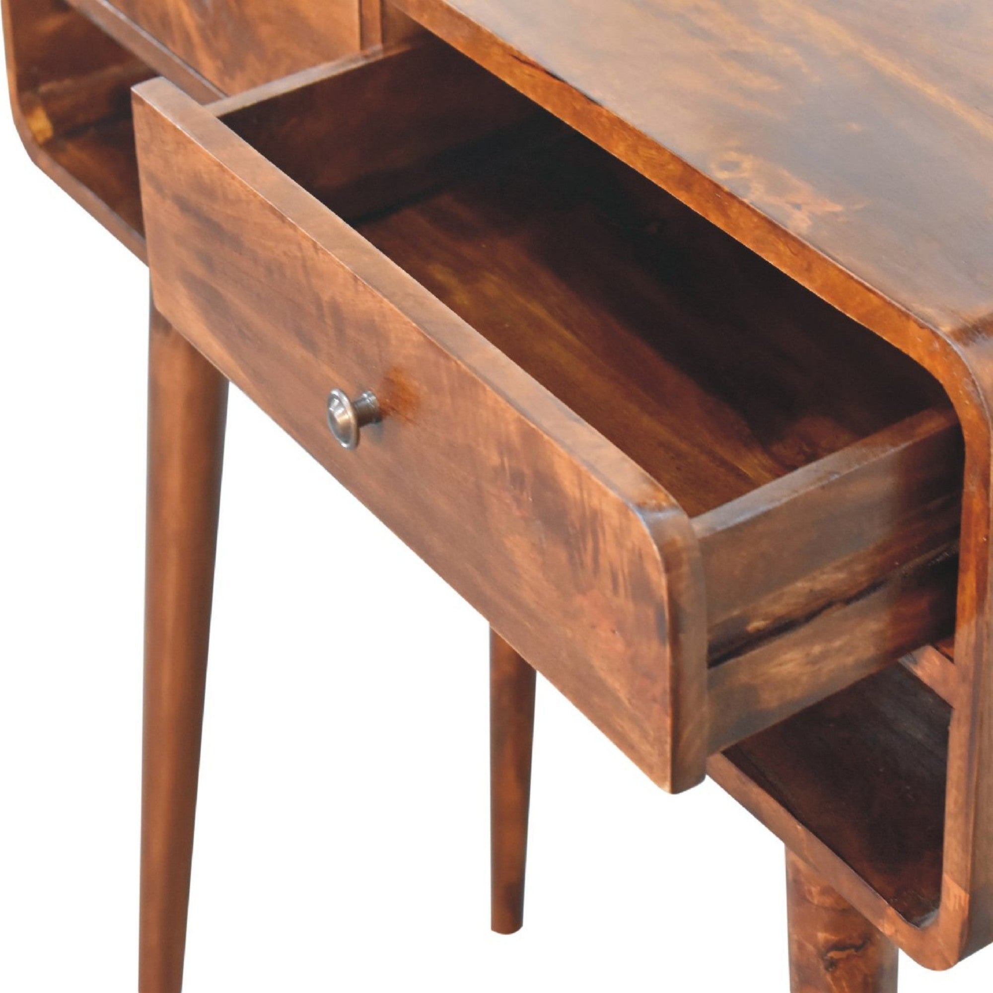 Sonata Console Table, 2 Drawers and Open Slot, Solid Wood Dark Brown