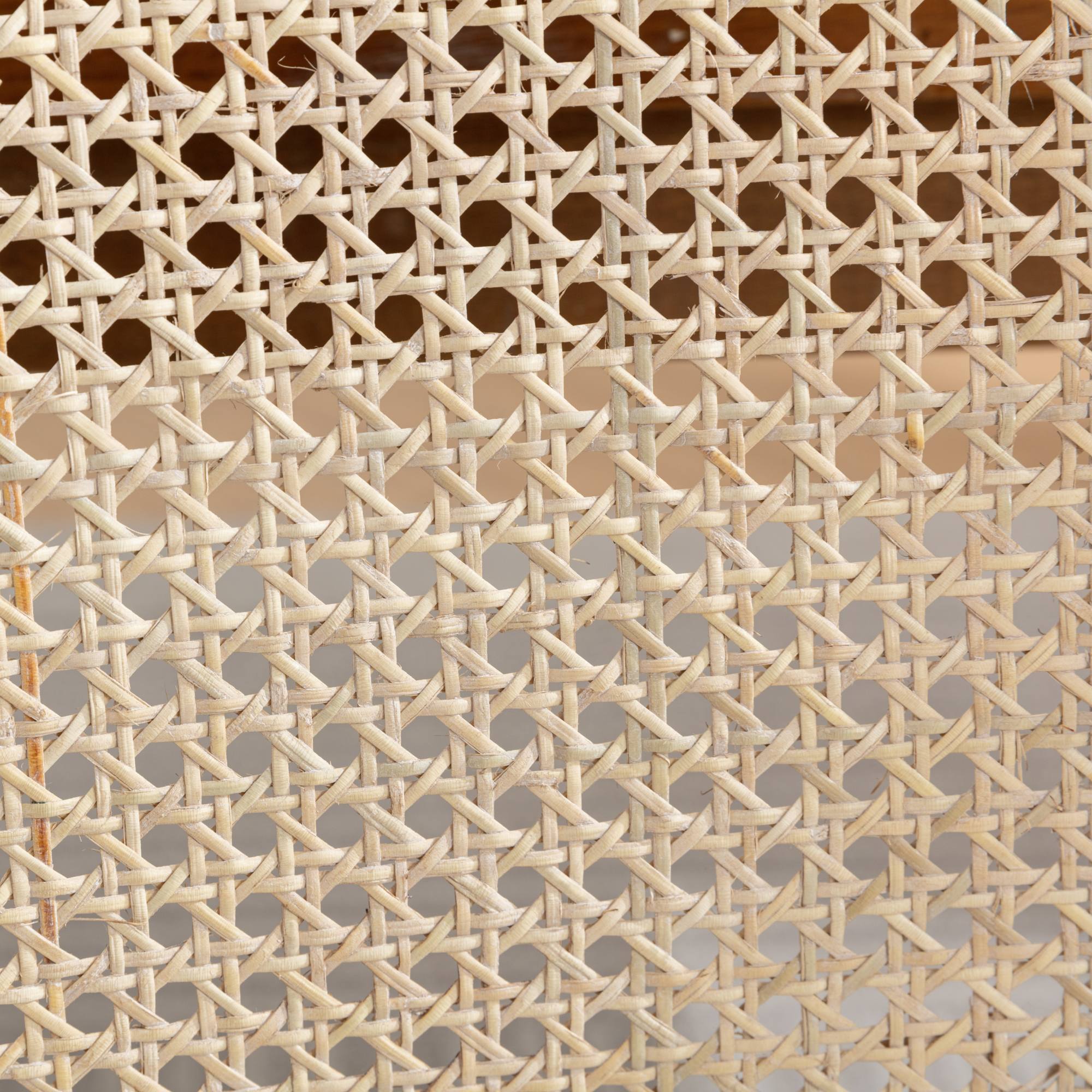 French Style Dining Chair Solid Wood Rattan Back Linen Set of 2 - Cream Beige