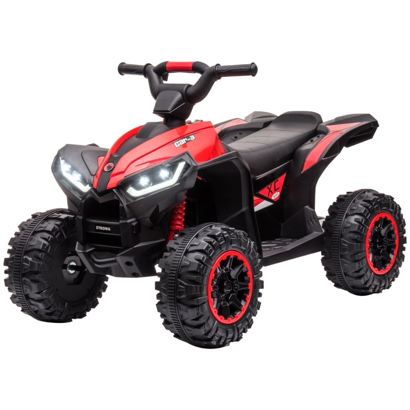 Electric Children's Quad Bike with LED Headlights, MP3 Player and Shock Absorbers, Red and Black