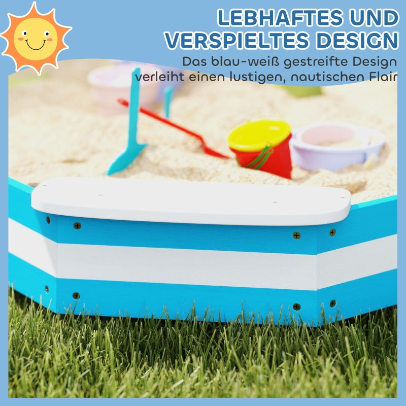 AIYAPLAY Sandpit, sandbox with 4 seats, spruce wood, blue