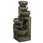 Garden Fountain with 4 Adjustable Flow Levels, Water Feature Waterfall, Synthetic Resin