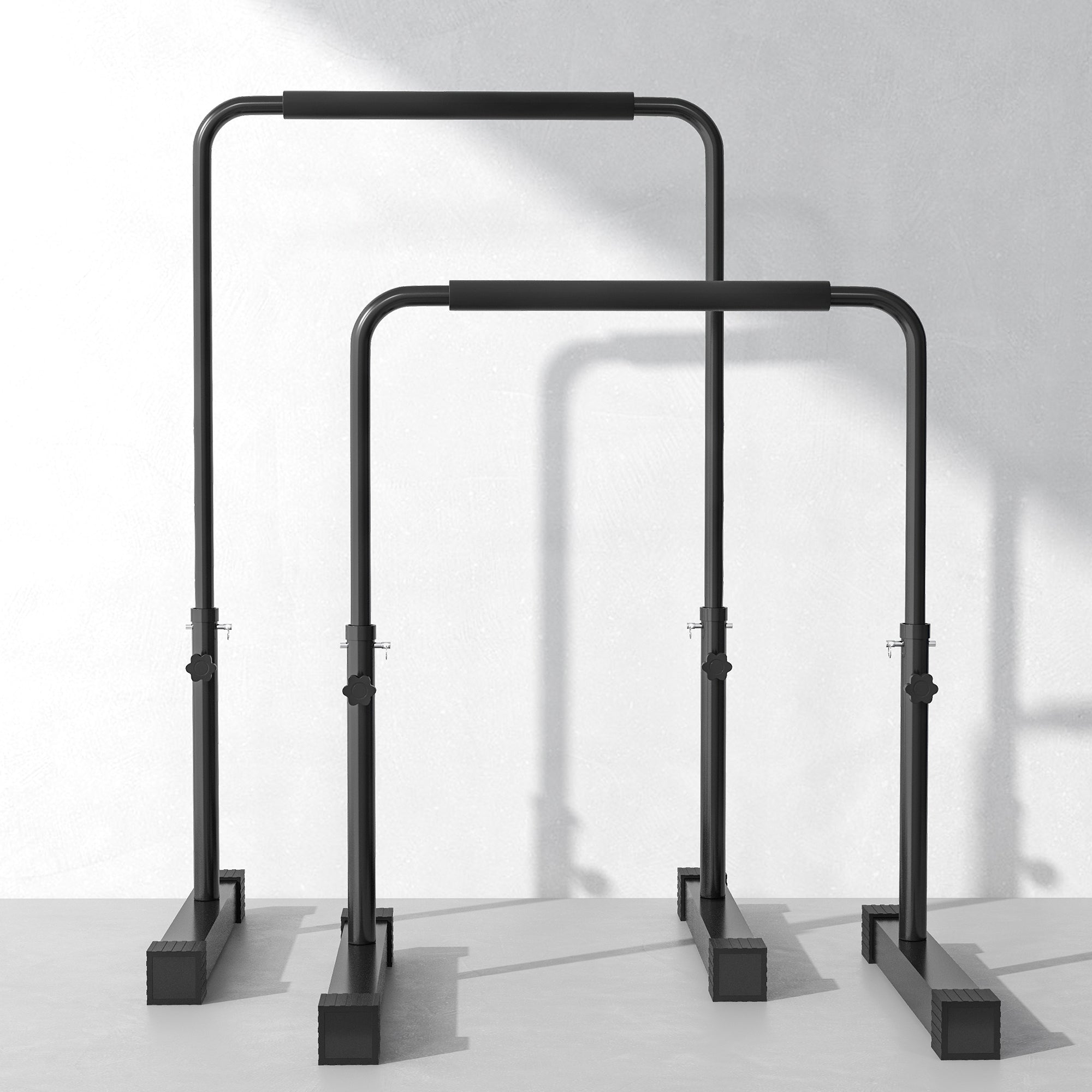Dip Bars Set of 2, Height Adjustable Fitness Parallettes, Steel Black