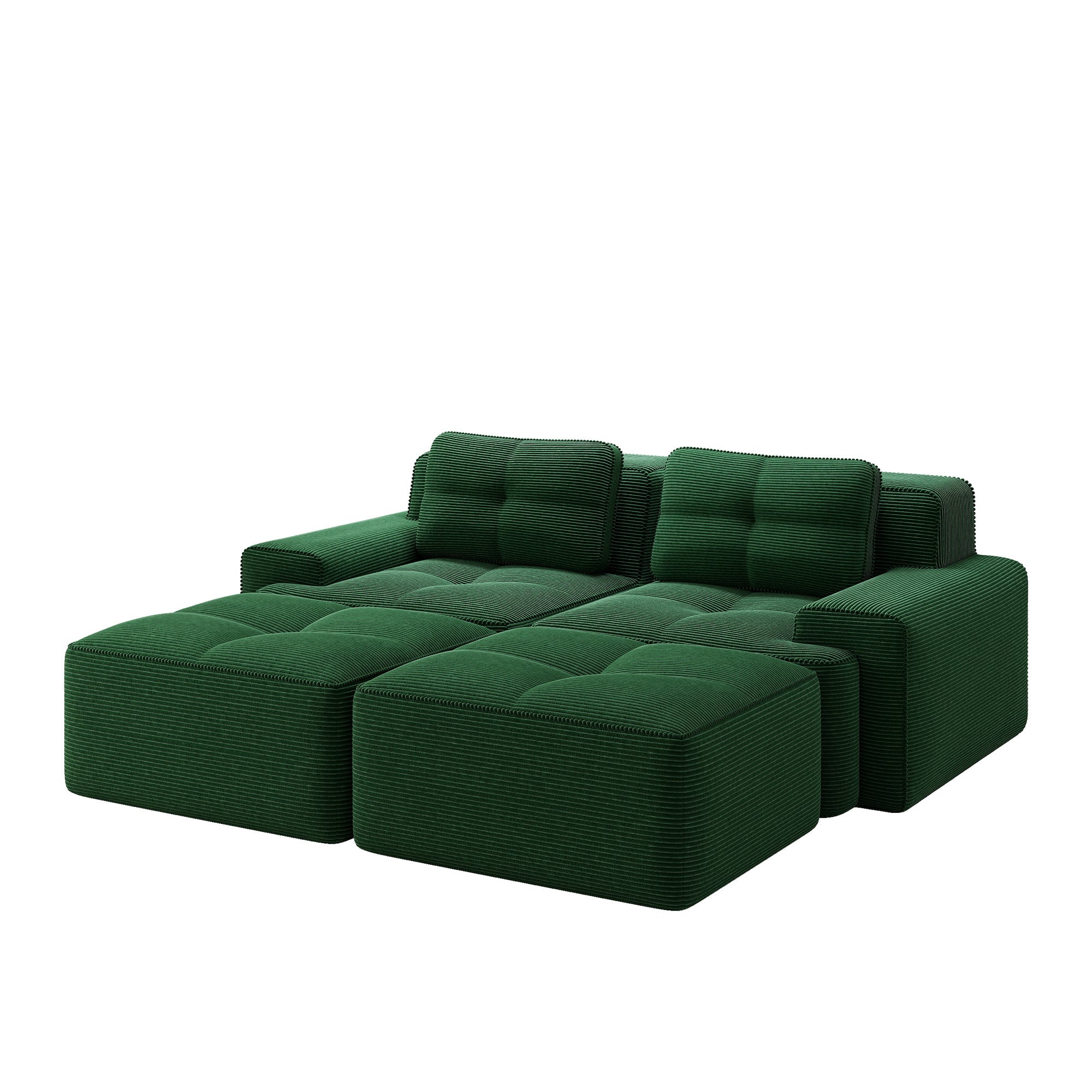 Cloud Modular Sofa U-Shape with Ottoman Deep Seat - Corduroy Green