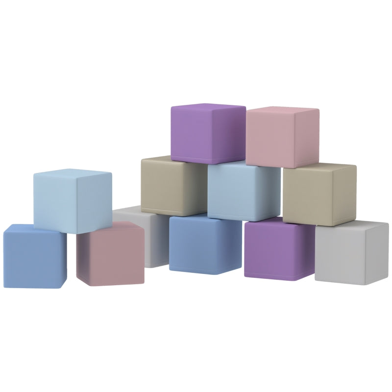 Soft Building Blocks, 12 Cubes Easy-care Child-safe, Faux Leather