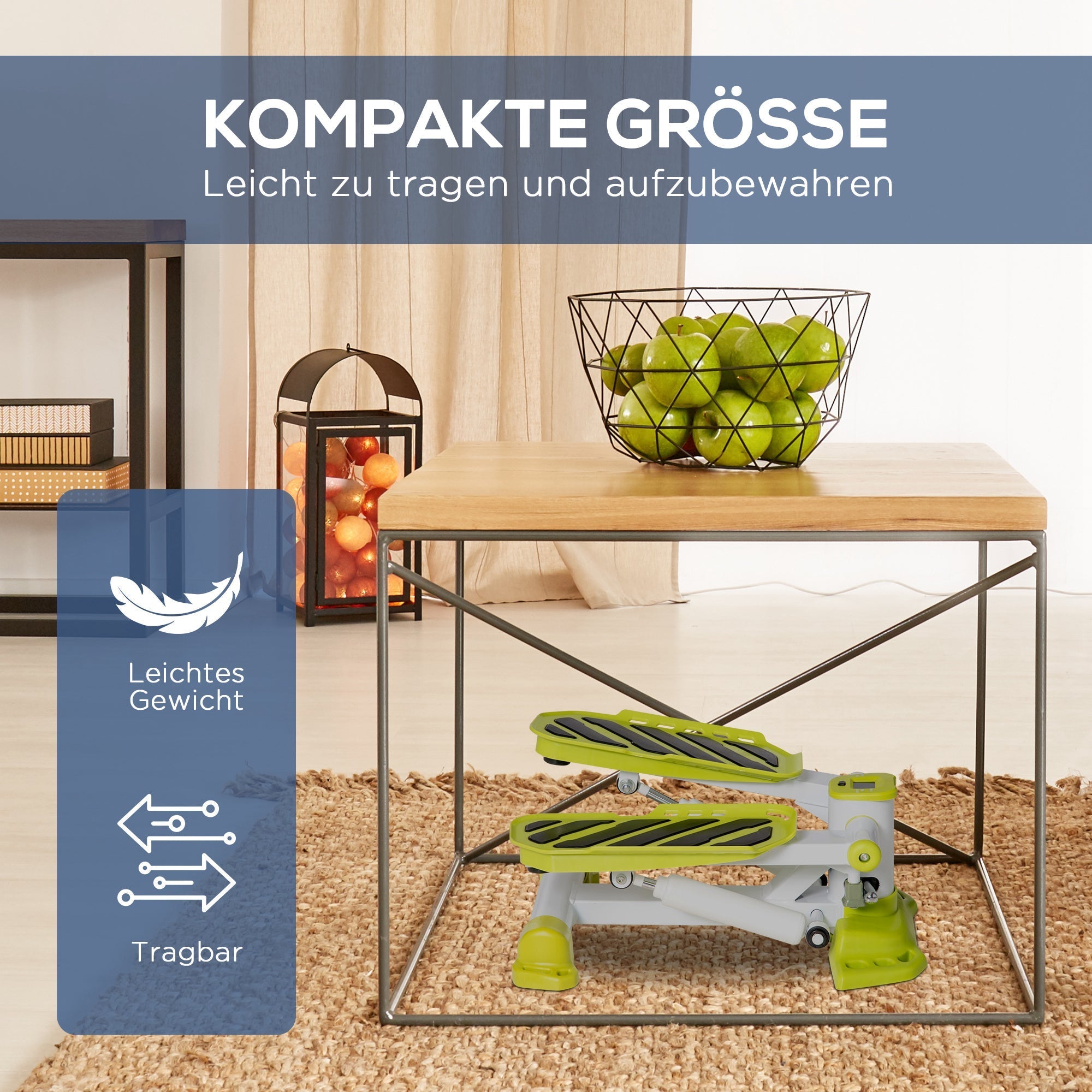 Mini-Stepper, rutschfester Auf- und Ab-Stepper mit LCD-Display, Stahl, Gelb