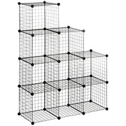 Shelving System, 9 Compartments Shoe Rack, Steel Wire Black