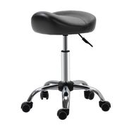 Rolling Stool Height Adjustable Work Stool, Rotatable Faux Leather Black