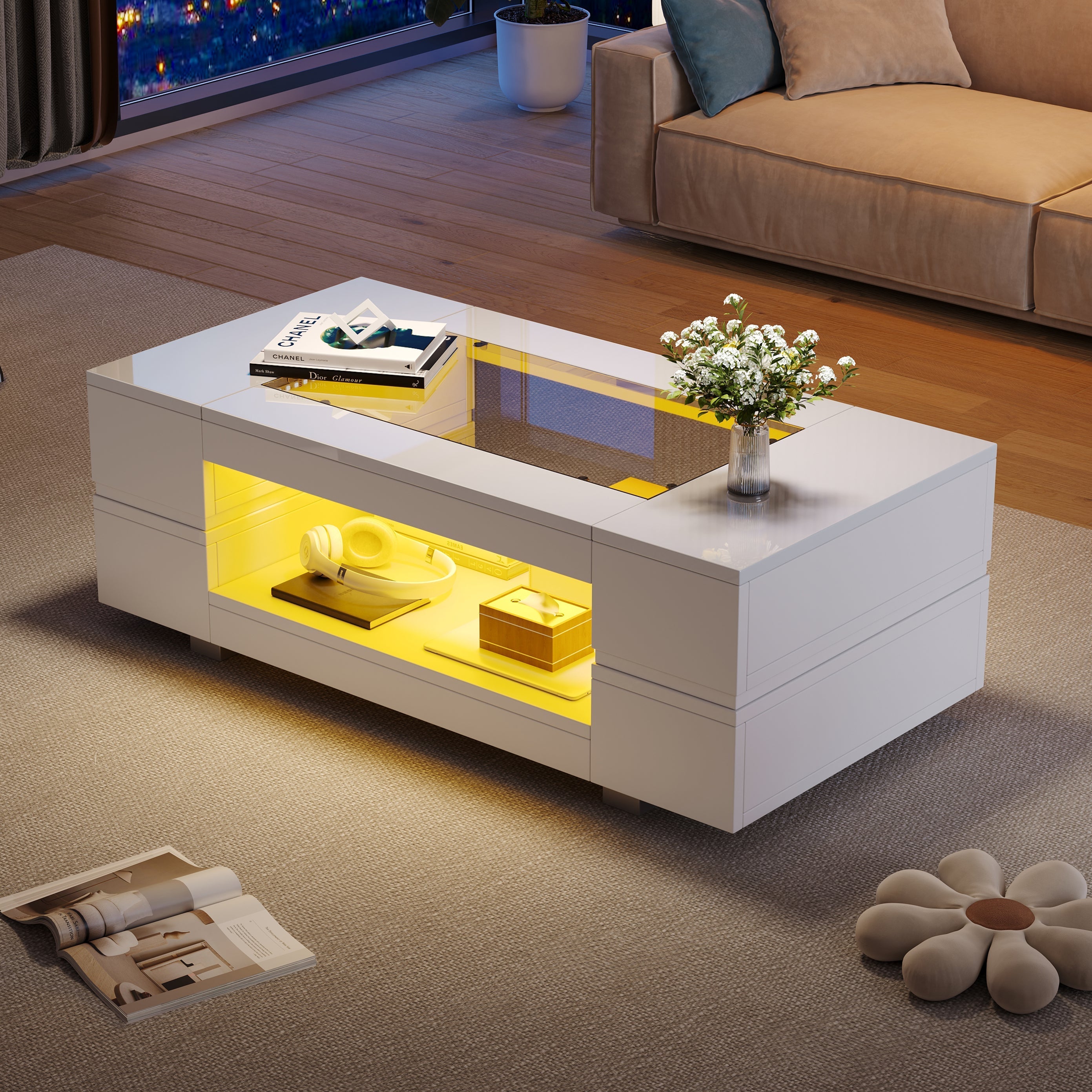 LED Coffee Table Bluetooth App Control, White