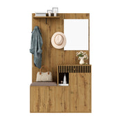 Wardrobe Set, Hallway Mirror Cushion Shoe Cabinet, 110x185.5x37cm
