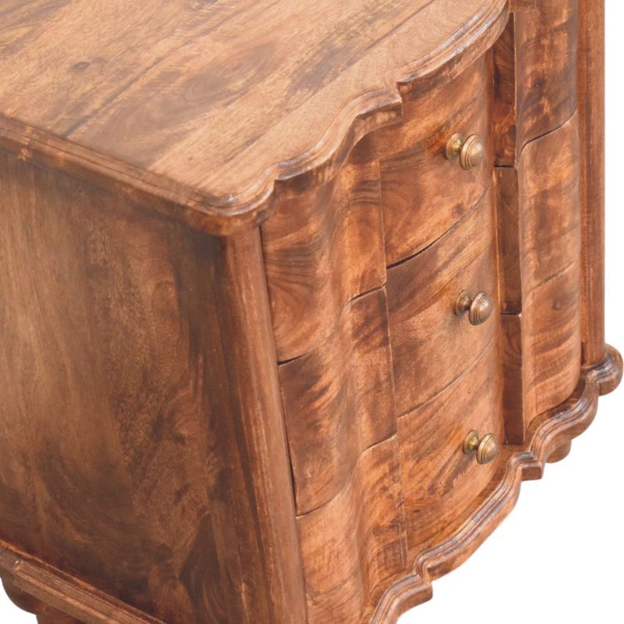 Valencia Bedside with 3 Drawers, Solid Wood Brown