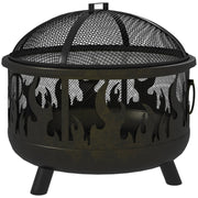 Fire Bowl, Spark Guard & Poker, Ø61.5 cm, Black