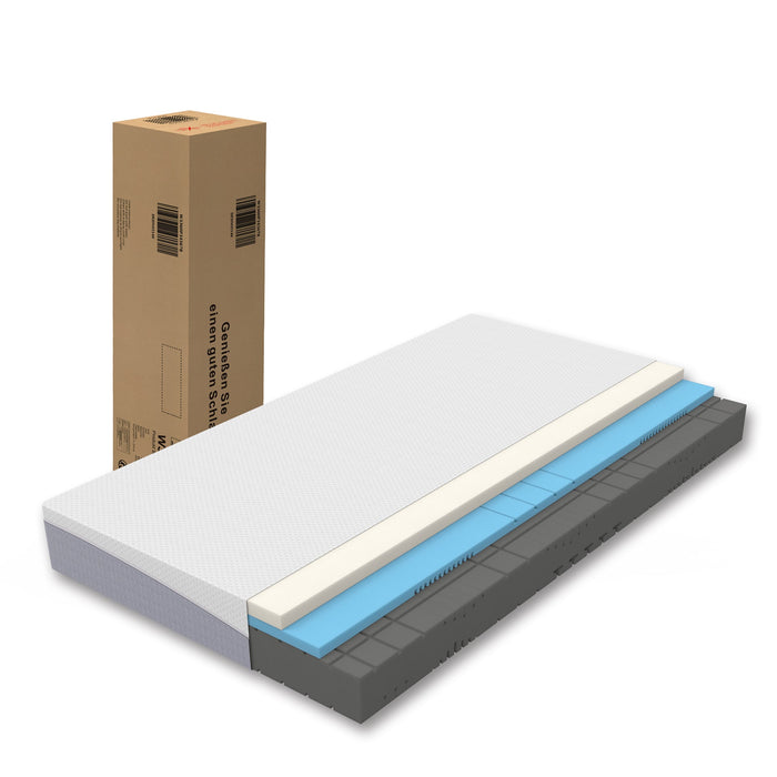 Foam Mattress 120x200 cm Medium Firmness 20cm Oeko-TEX Removable Cover, Grey/White