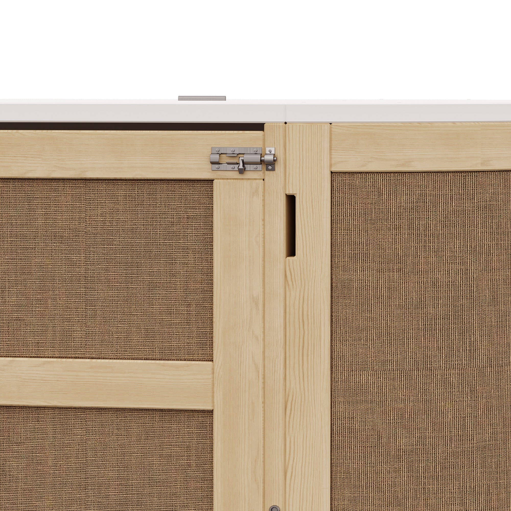 Wall Bed 140x200cm Vertical Folding Rattan Design Storage - Wood Color