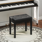 Piano Bench with Storage, Wooden Legs, Faux Leather, Black