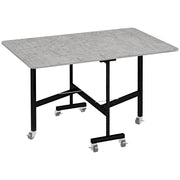 Folding Dining Table, Extendable 4-6 People Wheels Steel Legs