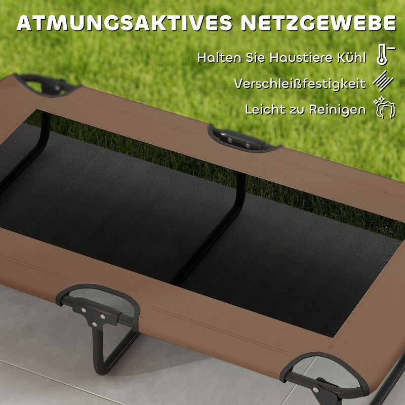 Portable Elevated Dog Bed, Breathable Mesh for Large Dogs, Coffee