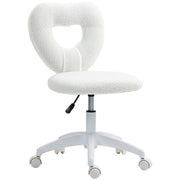 Desk Chair, Swivel Home Office Chair with Heart-Shaped Backrest, Height-Adjustable, White