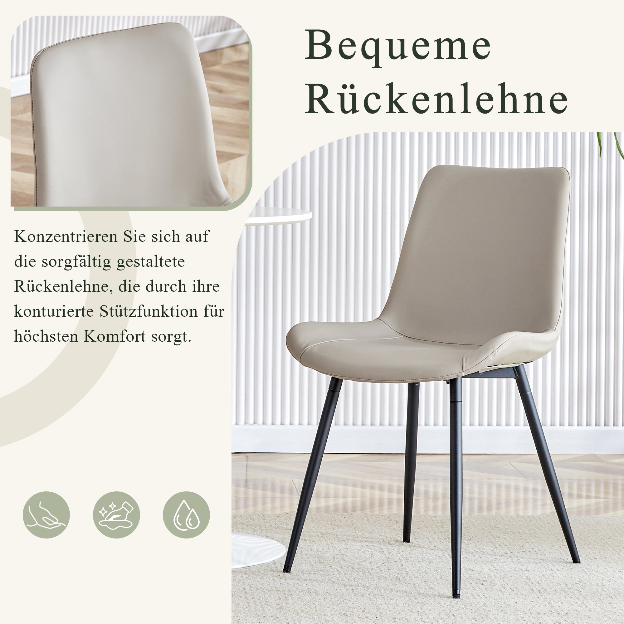 4-Piece Dining Chair Set Modern Wide Seat Non-Slip Metal Legs - Faux Leather