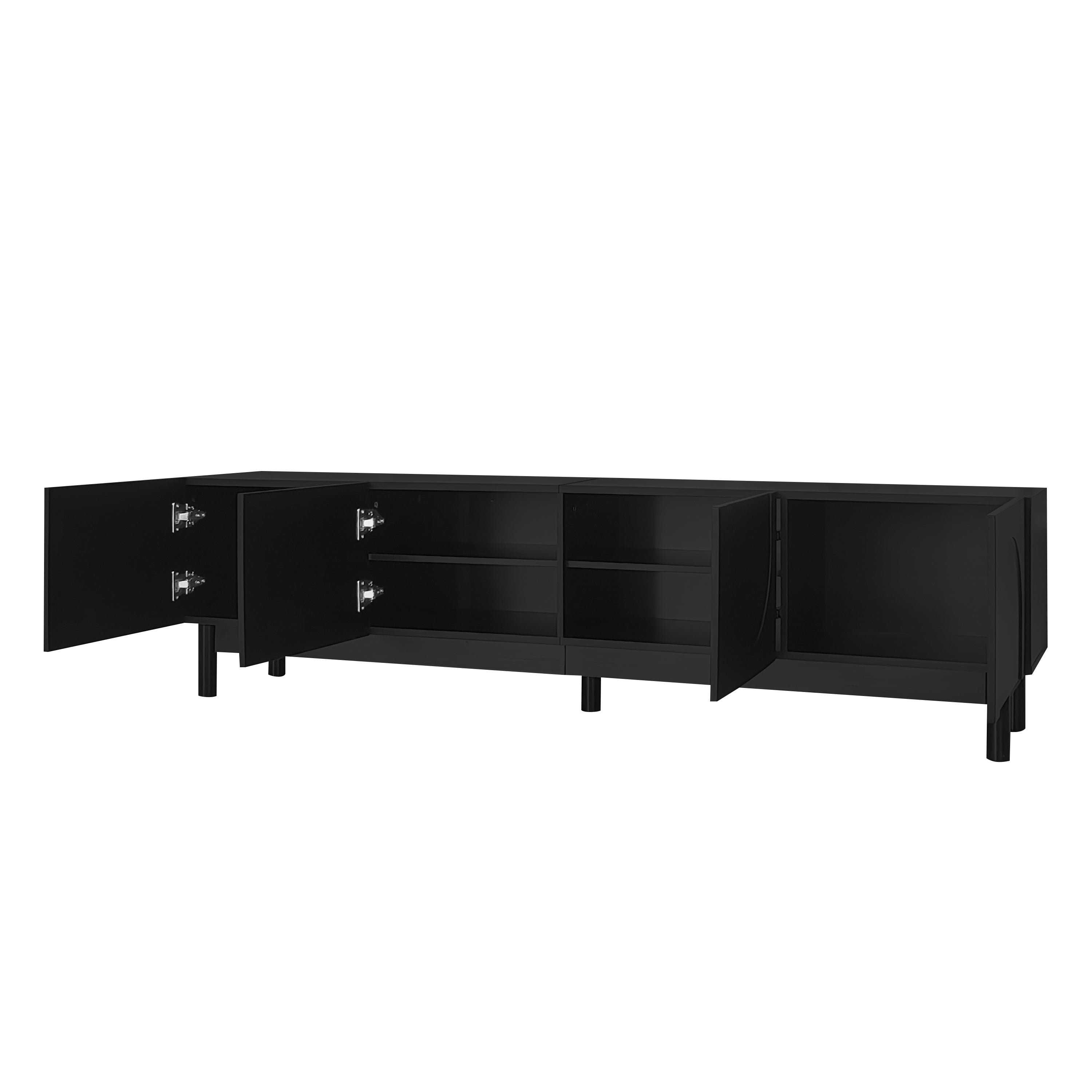 TV Cabinet with Curved Doors, Shelves, and Stabilizing Legs