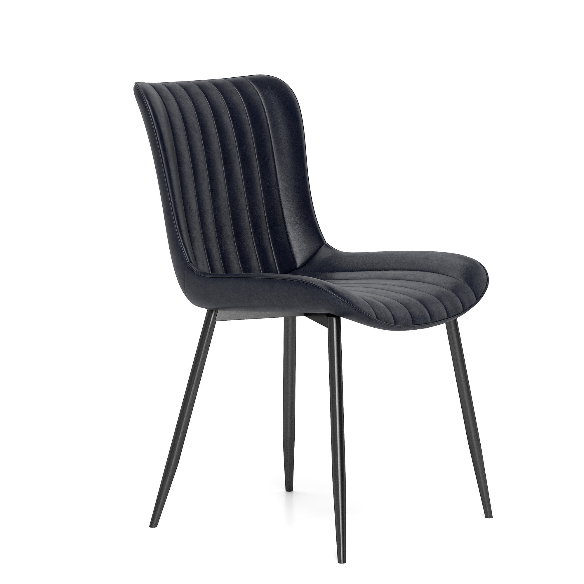 Dining Chairs Set of 4 Armchairs Modern Faux Leather - Black PU