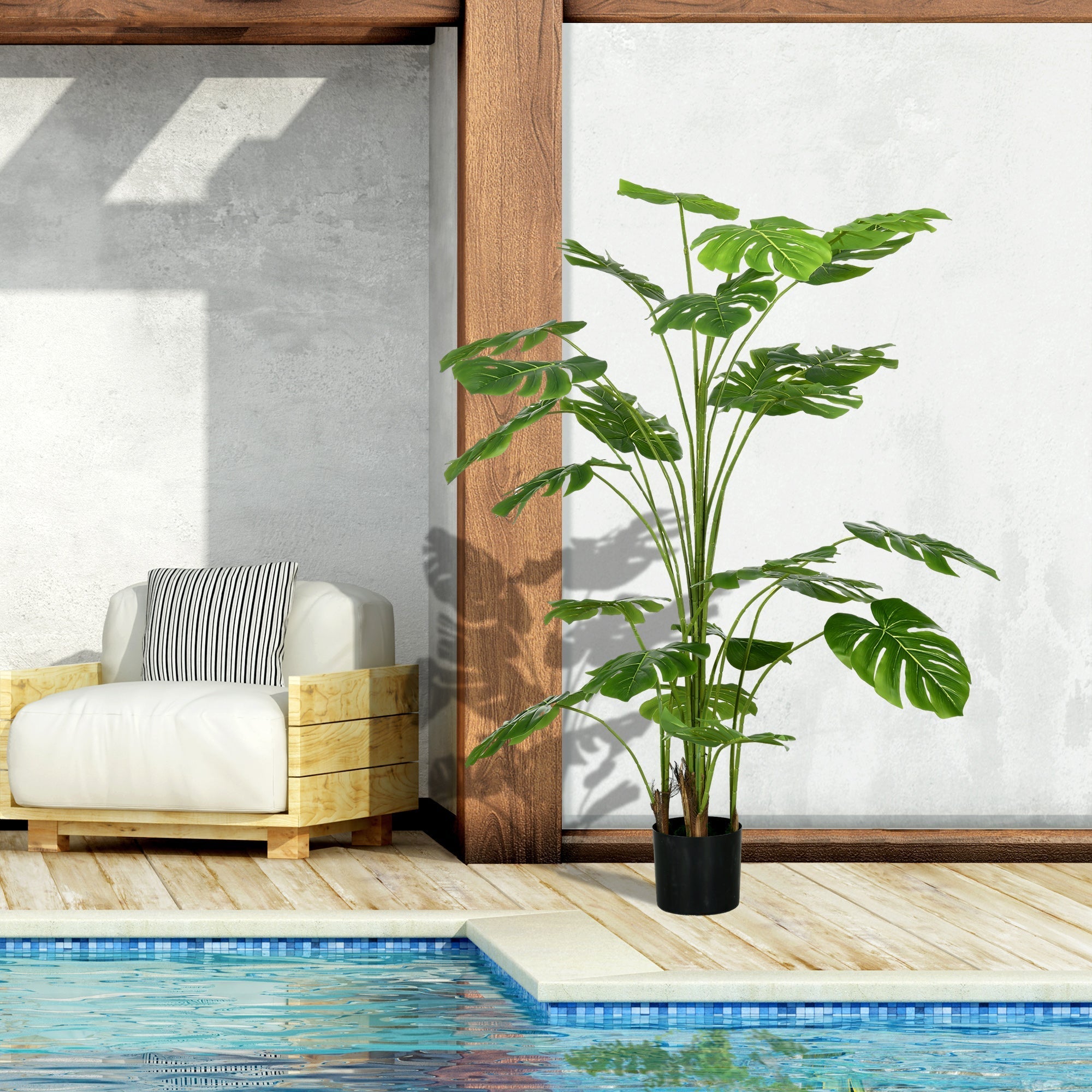 Artificial Monstera Deliciosa, 180 cm with 24 Branches, Green